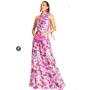 Sachin & Babi Selena Gown in Pink/Periwinkle Dahlia - Size 4 - New